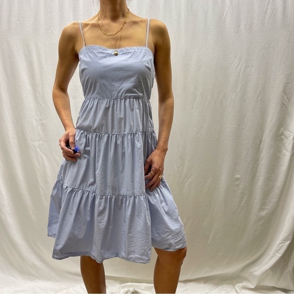 Gap tiered midi dress size 4 cotton blue Summer beach vacation fit and flare - Picture 9 of 14